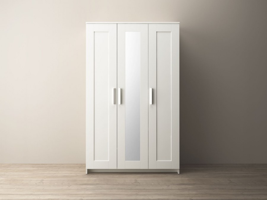 БРИМНЭС комод с 4 ящиками, белый, матовое стекло, 39x124 см