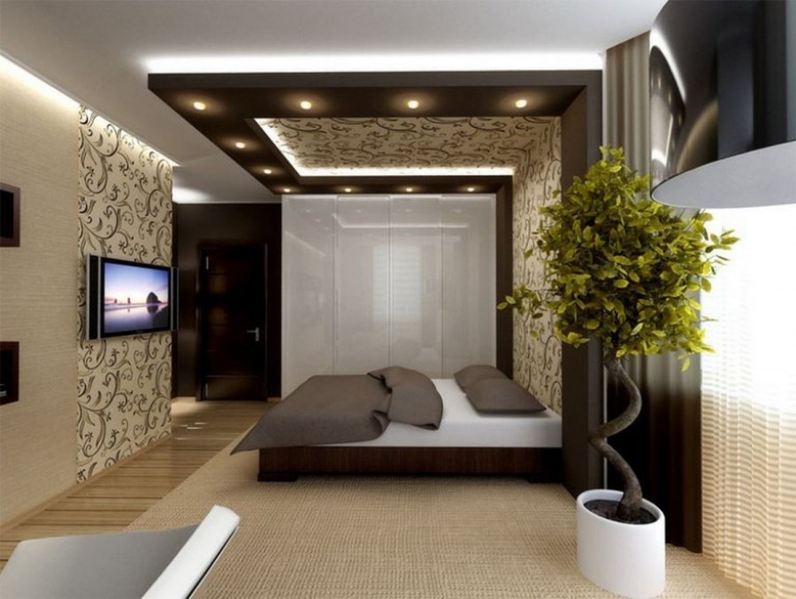 Современная отделка спальни