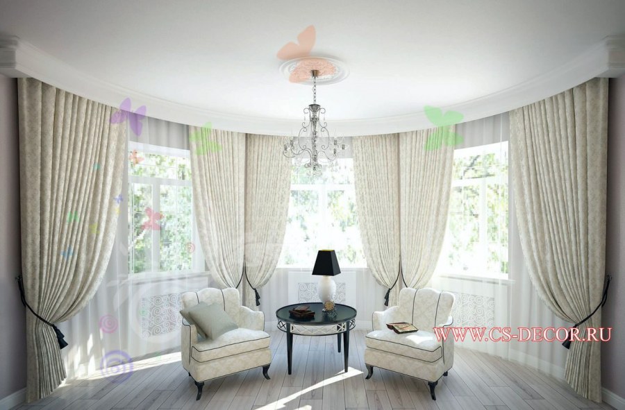 Гостиная с эркером Неоклассика