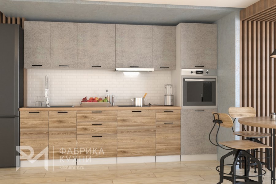 Кухня бетон лофт дуб светлый