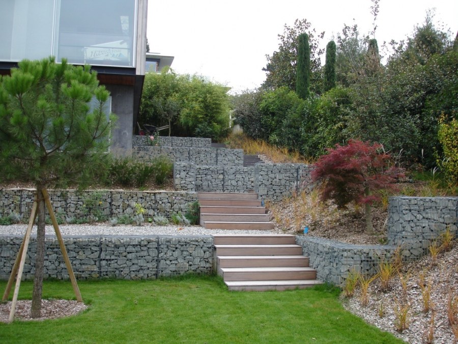 Террасирование участка габионами