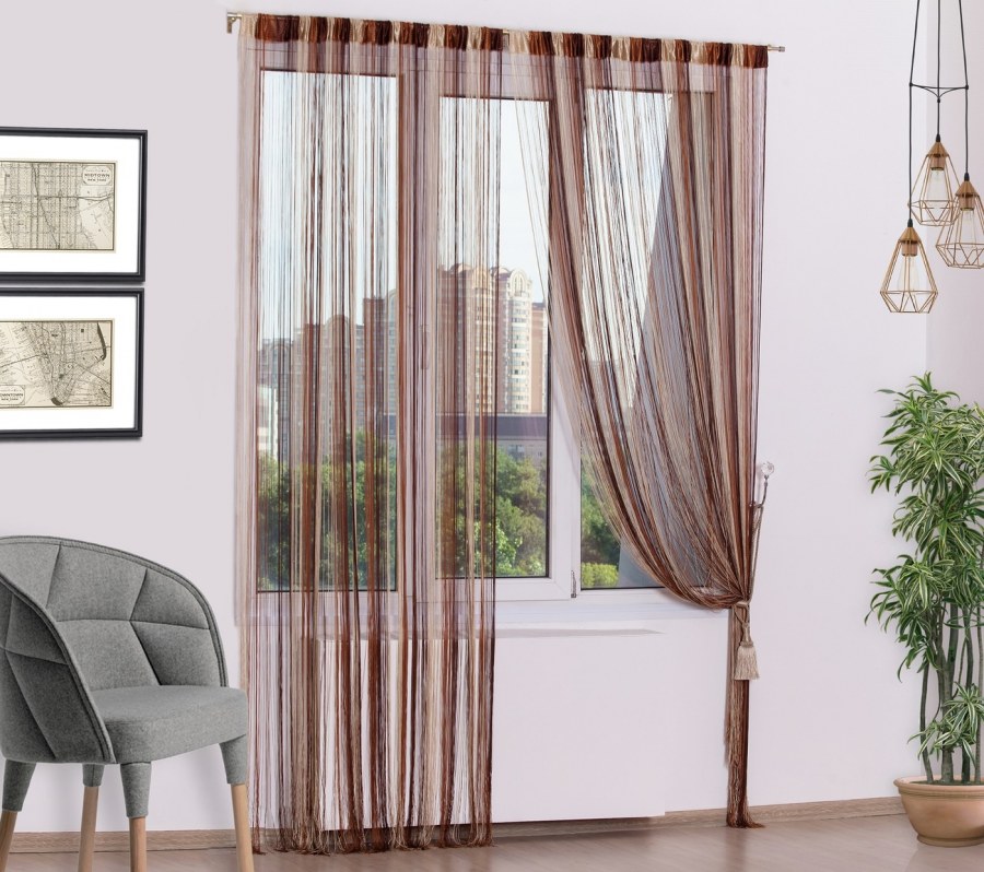 Нитяные шторы кисея лапша Радуга