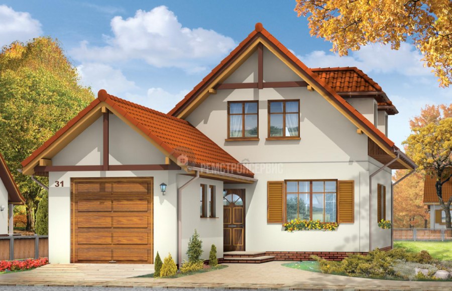 Дом с гаражом и террасой
