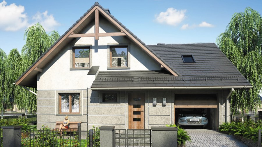 Загородный дом с гаражом и террасой