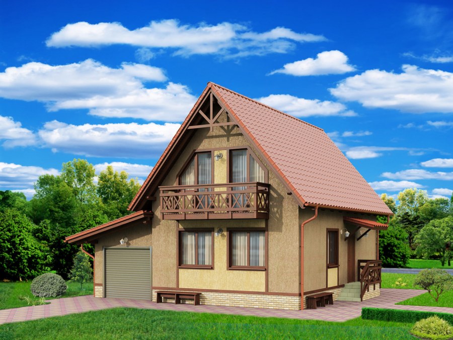 Проекты красивых небольших домов с мансардой и гаражом