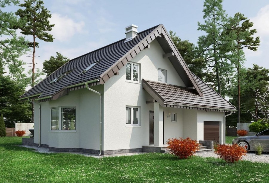 Небольшой домик с мансардой и гаражом