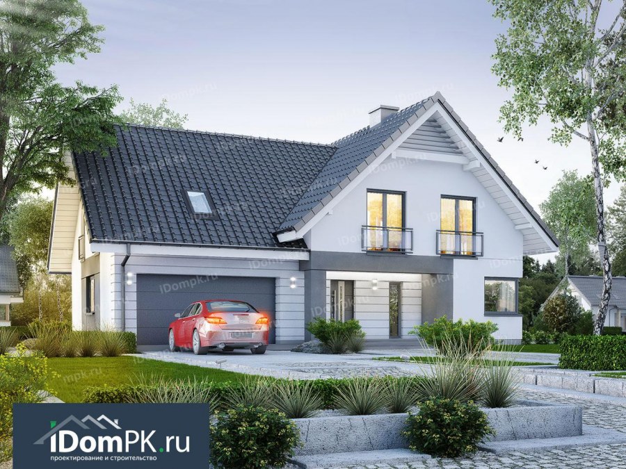 Дом с мансардой и террасой и гаражом 150м2