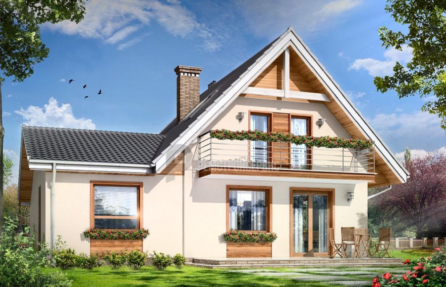 Дом с террасой над гаражом