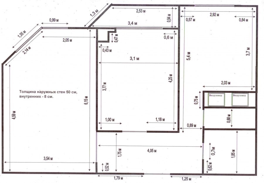 Чертёж квартиры с размерами