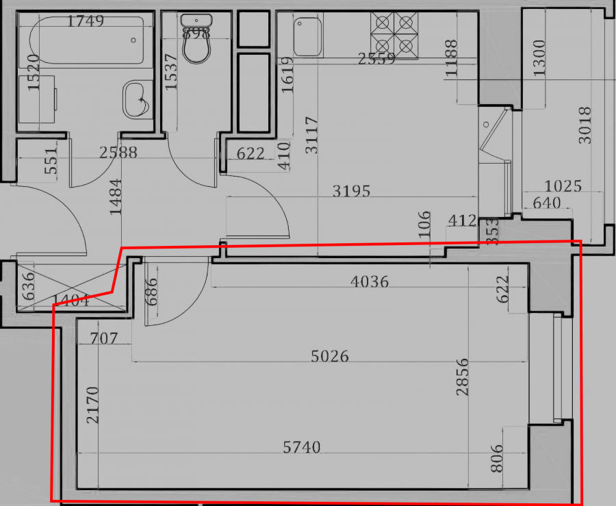 План комнаты с мебелью для 3d Max