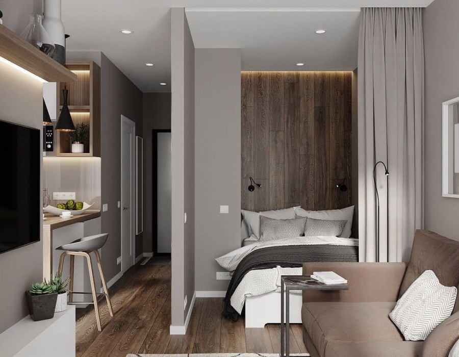 Студия 30 кв м планировка зонирование