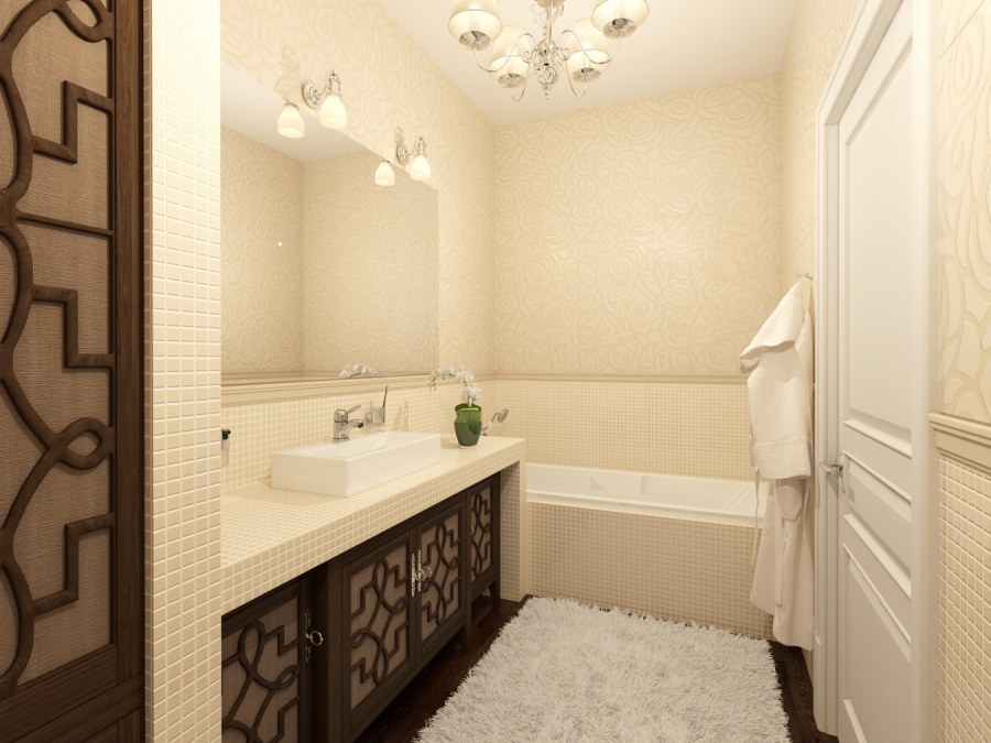 Белая плитка в ванной комнате