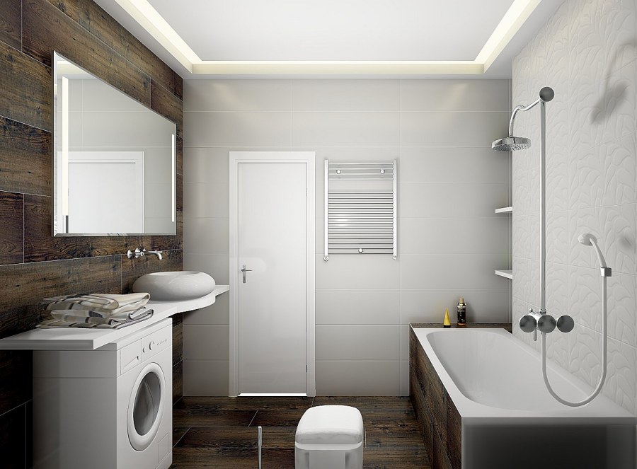 Интерьер совмещенного санузла белый
