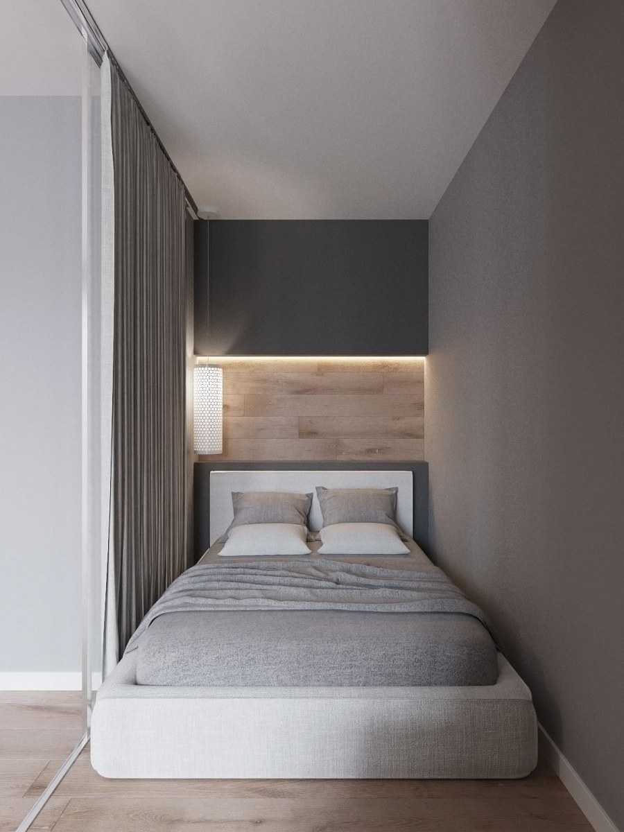 Кровать в нише между шкафами