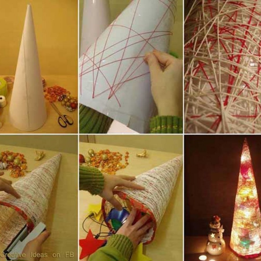 Поделка елка из ниток