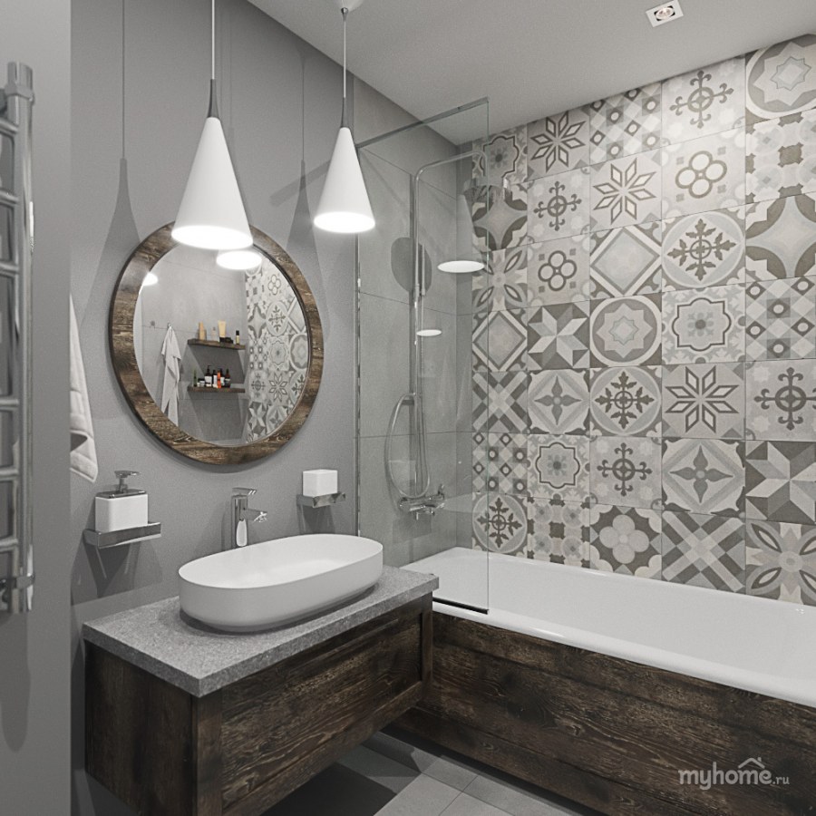 Ванная в сером стиле