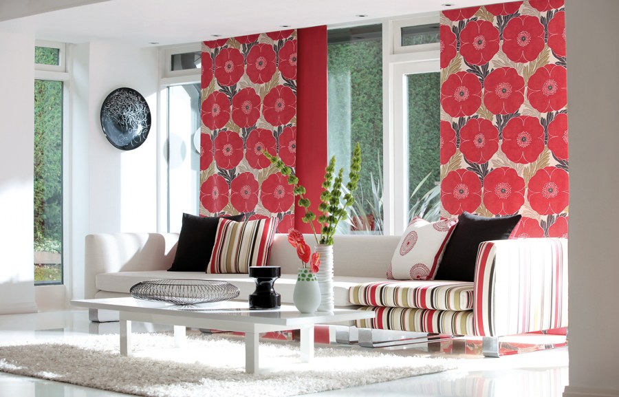 Шторы ярко-коралловые