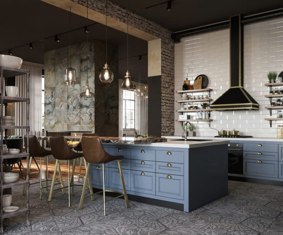 Деревянная кухня в стиле лофт