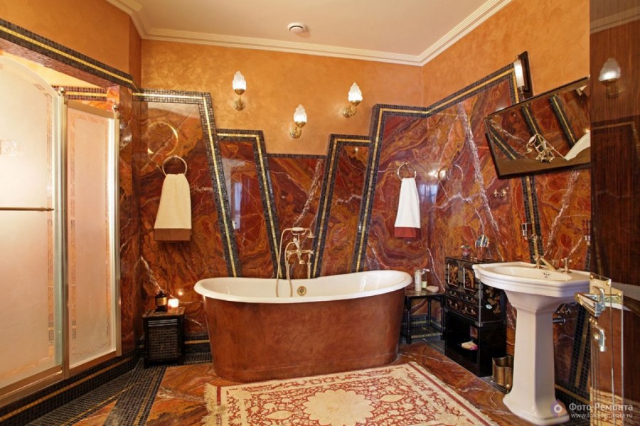 Отделка ванной искусственным камнем