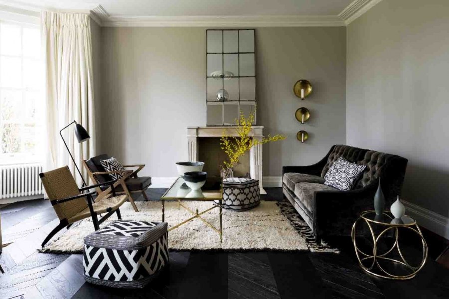 Серый и изумрудный в интерьере