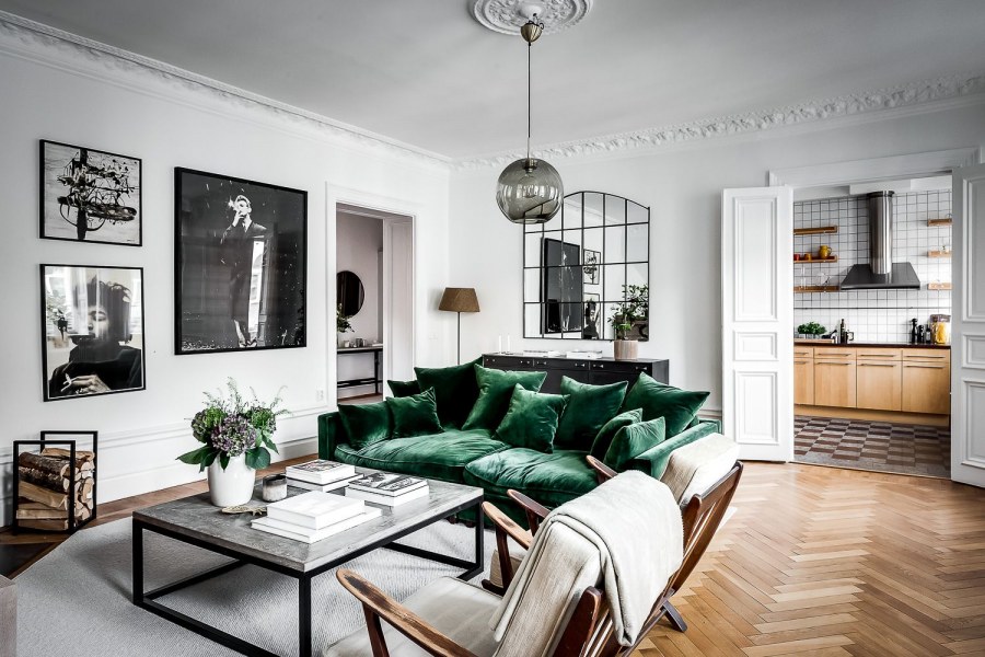 Монохромный интерьер гостиной