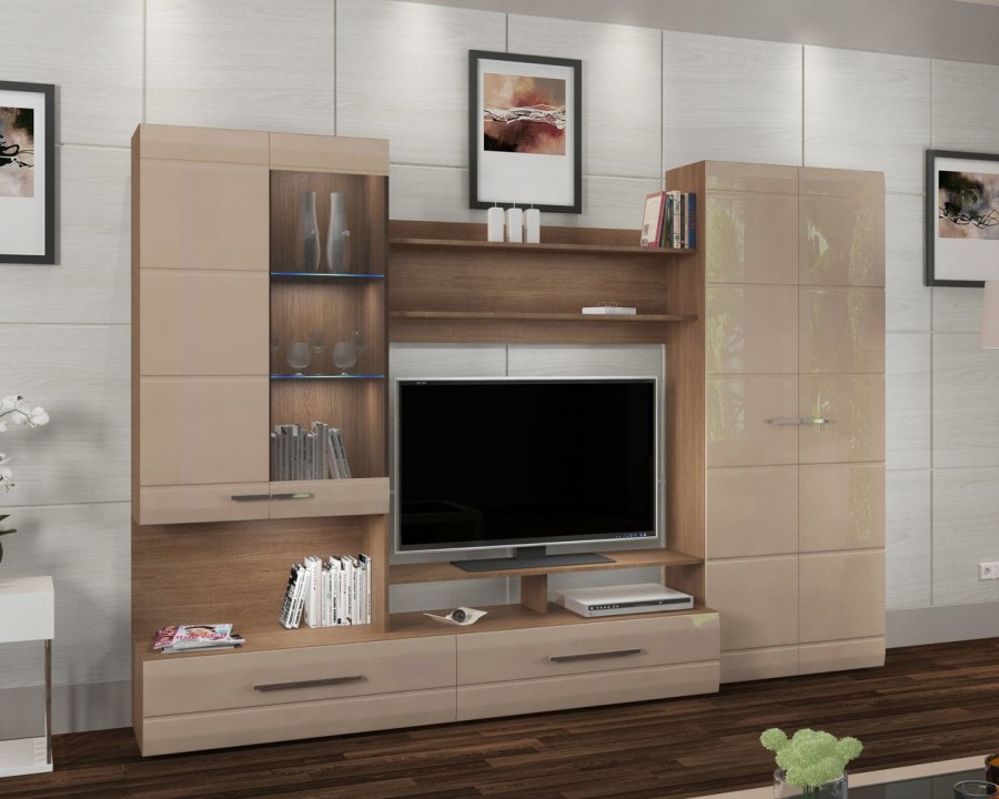 Стенка Верона мокко глянец