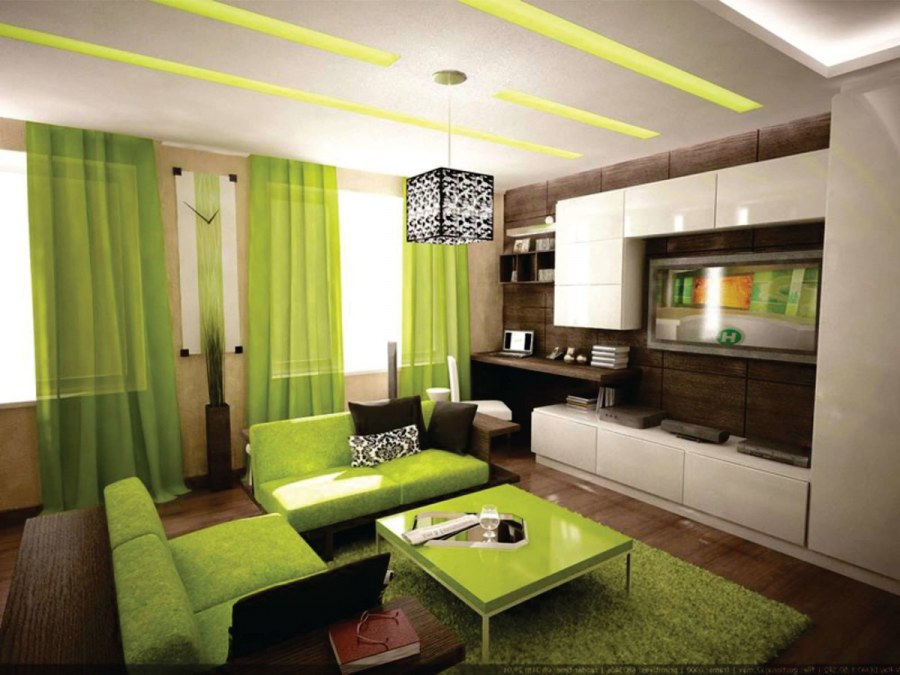 Гостиная в зеленом стиле