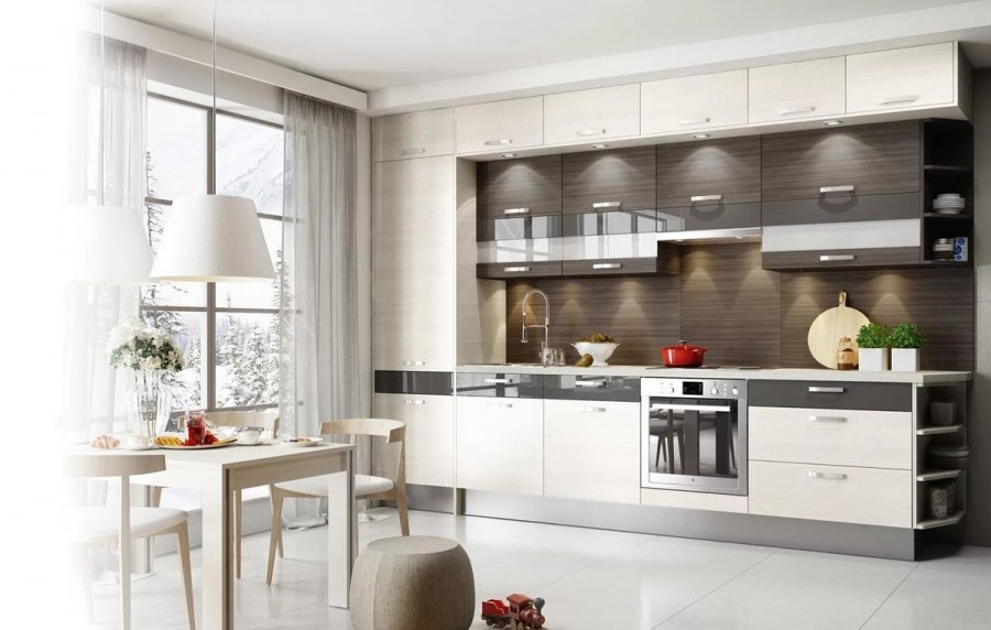 Современный кухонный гарнитур прямой