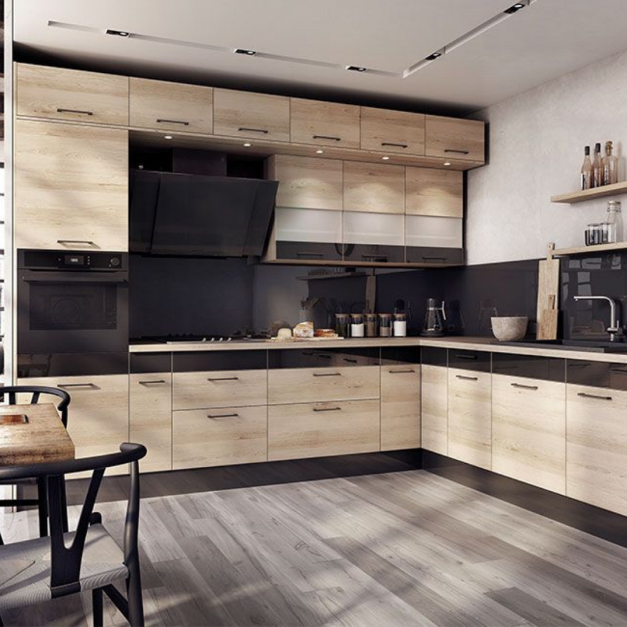 Современная кухня под дерево