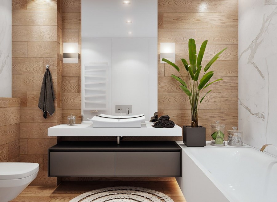 Плитка в ванной комнате фото в современном стиле с ванной