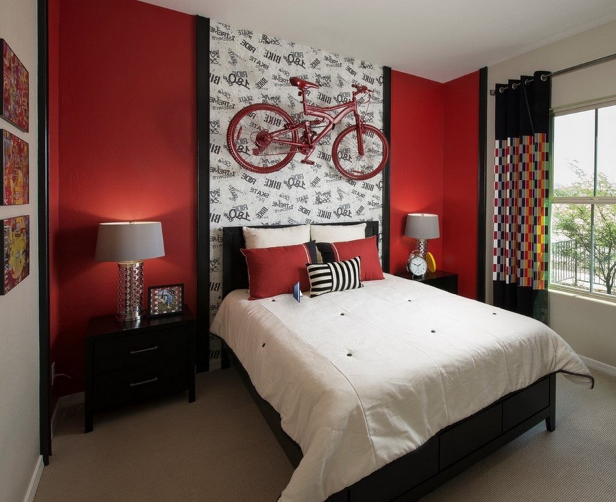 Спальня в черно красных тонах