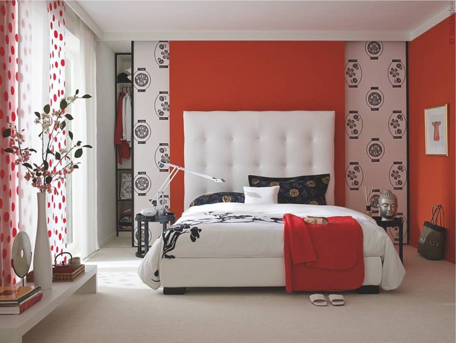 Спальня в красно черно белых тонах