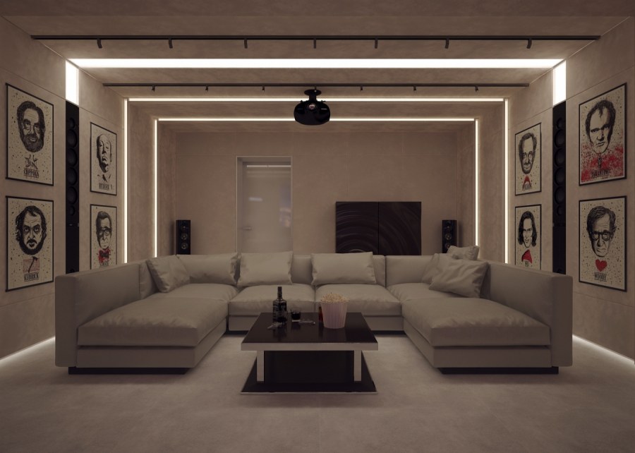 Домашний кинотеатр интерьер Минимализм