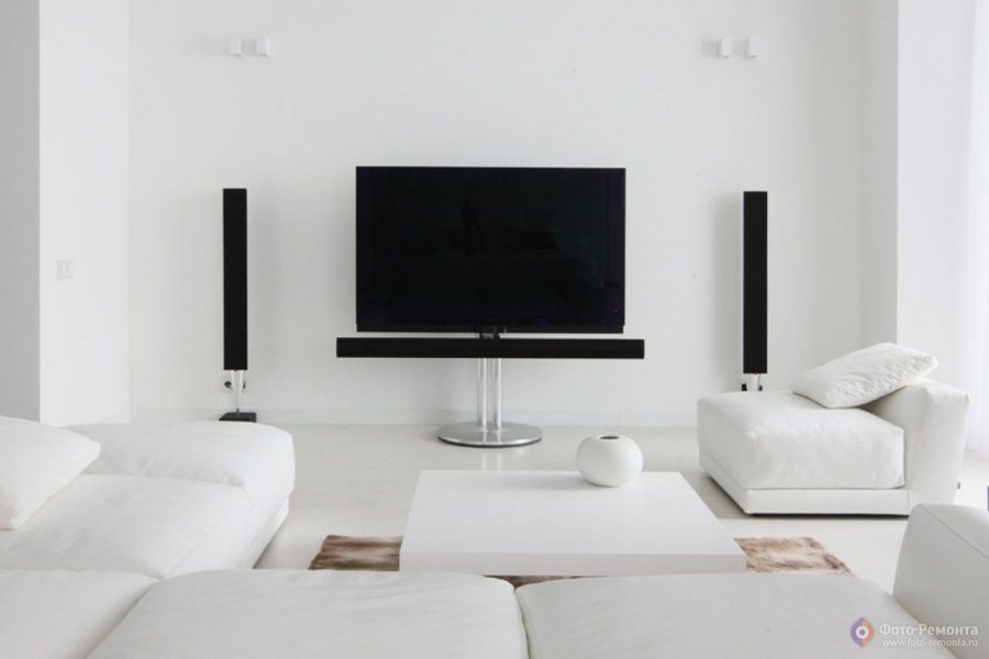 Белая гостиная в стиле Минимализм
