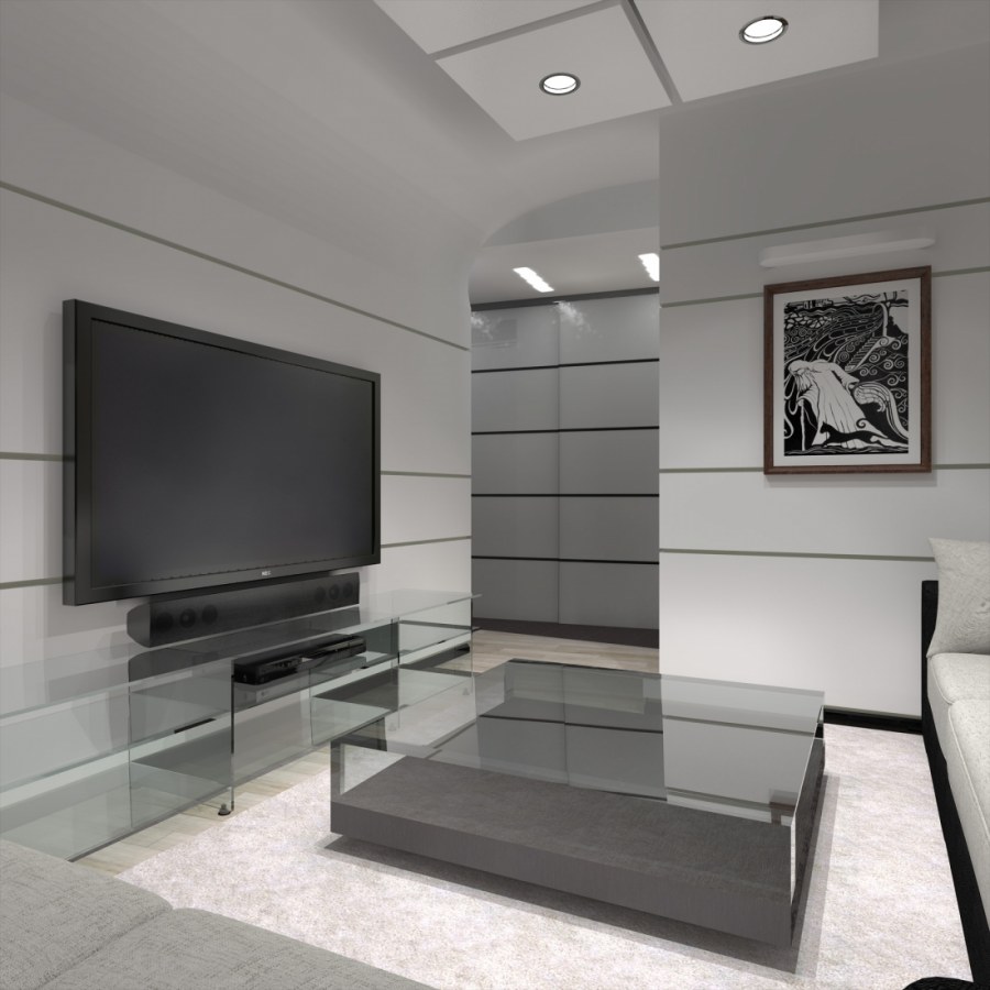 Домашний кинотеатр в гостинноцюй лофт