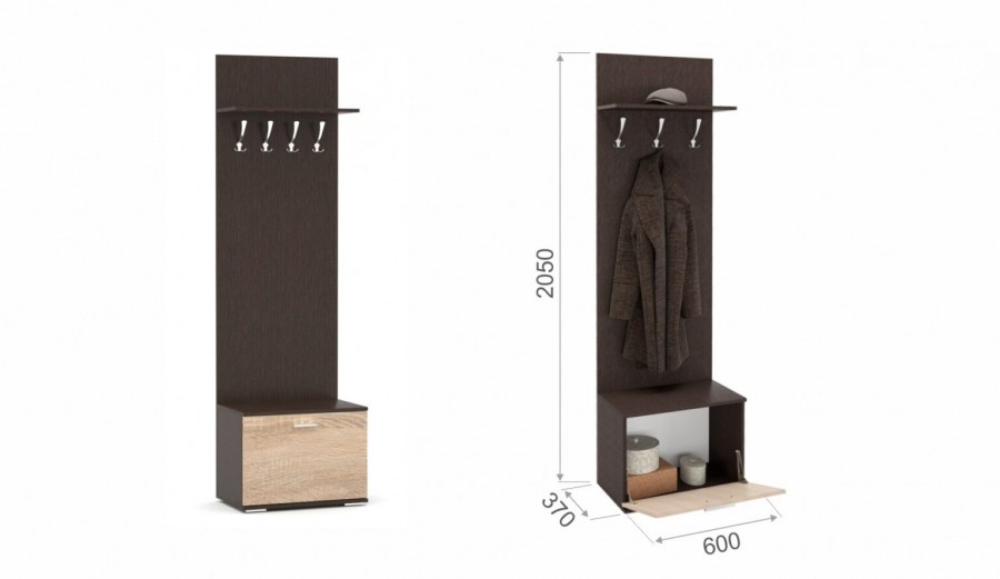 Лофт-2 СТЛ.117.03 вешалка с зеркалом дуб кремона/венге