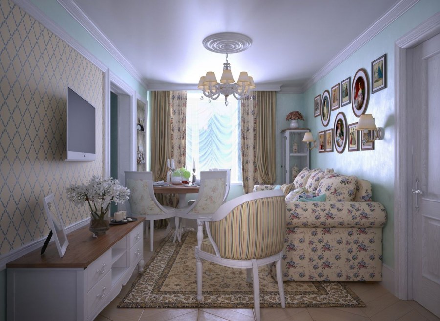 Гостинная 10 кв м в стиле Прованс