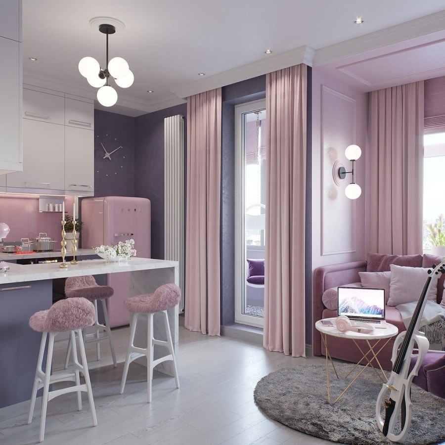 Белый мрамор в интерьере кухни