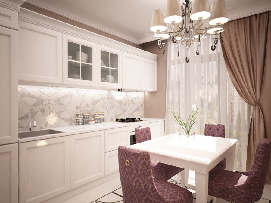 Кухня в нежных тонах