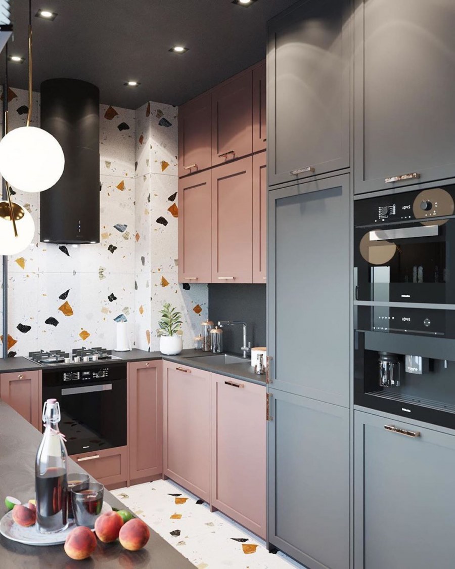 Кухни пудрового цвета фото в интерьере