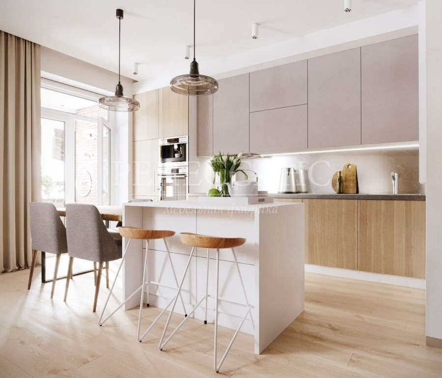 Кухня гостиная с островом