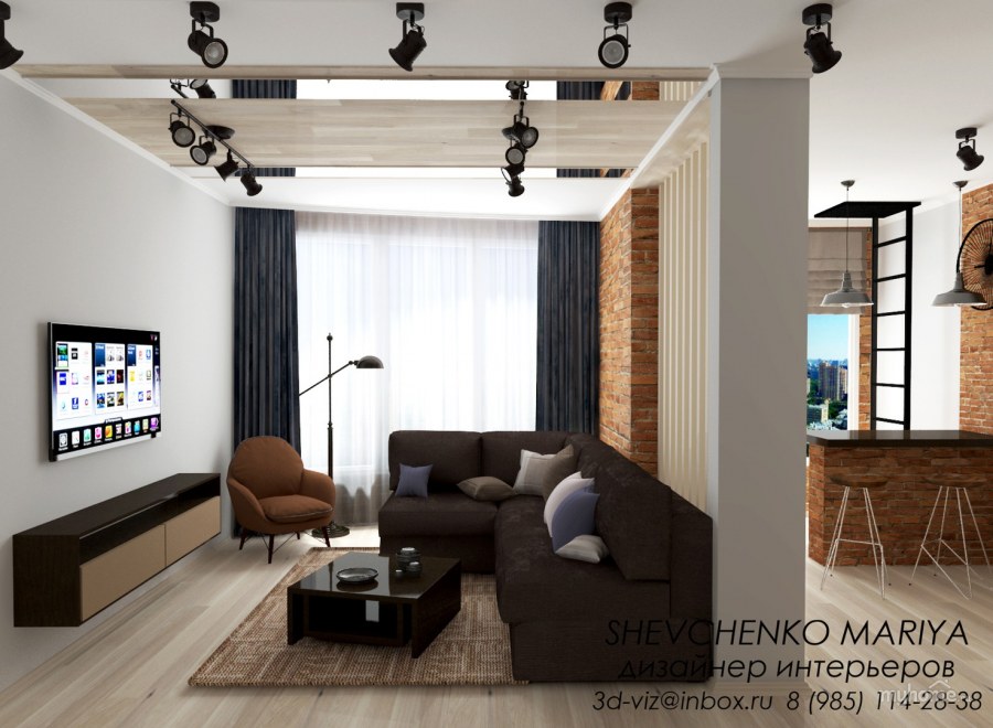 Интерьер однокомнатной квартиры для молодого человека