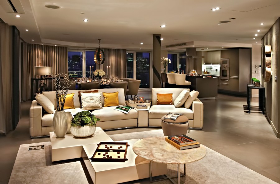 Кухня студия гостиная в пентхаузе