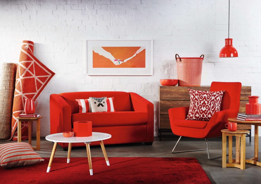 Красно белый интерьер