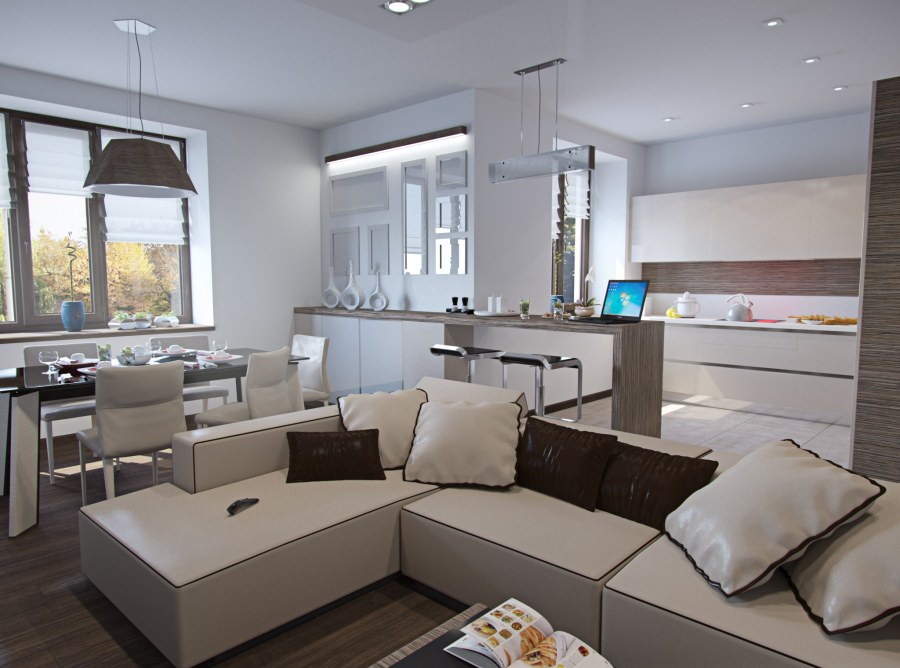 Интерьер евродвушки 40 кв м Фьюжн