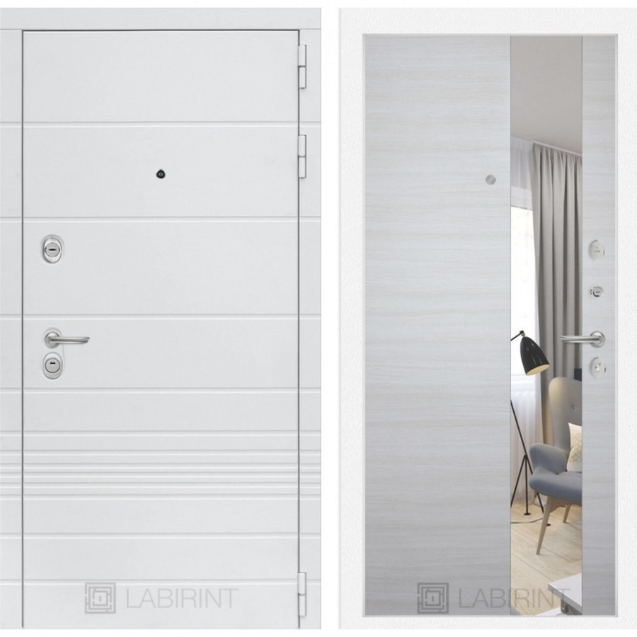 Дверь Лабиринт лайн Вайт с зеркалом