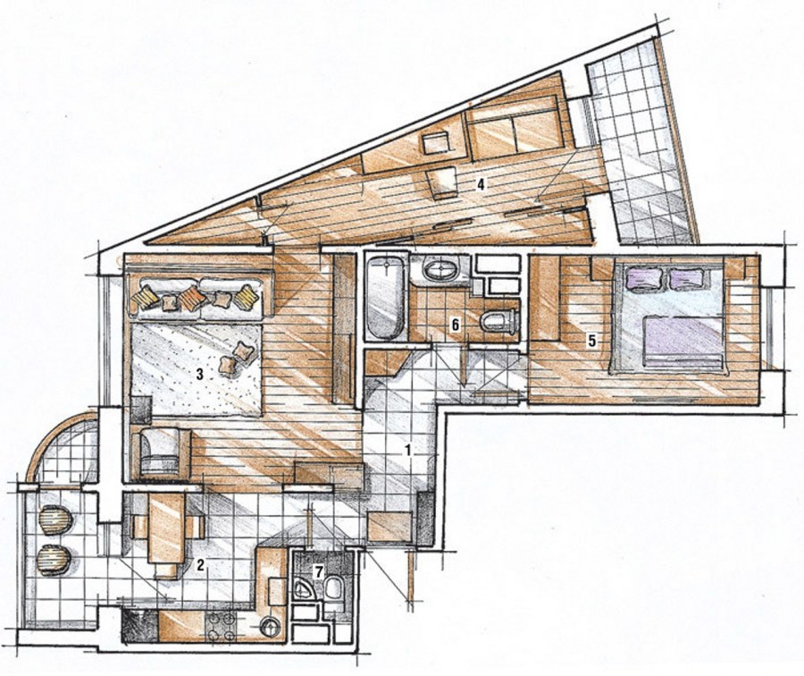 Планировка квартиры треугольной формы