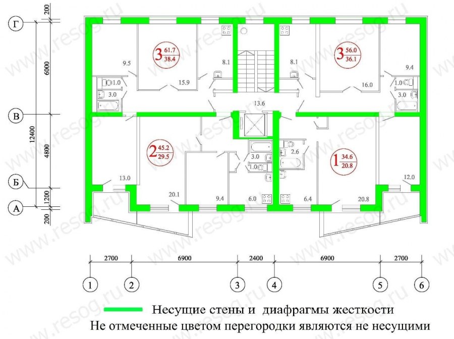 Несущие стены в панельном доме 1-515