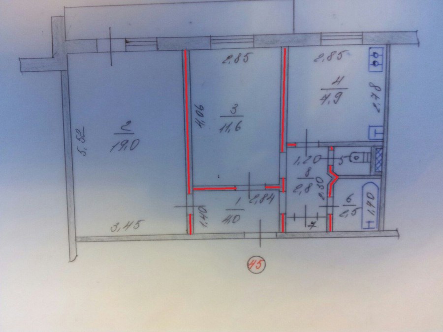 Чертеж однокомнатной квартиры