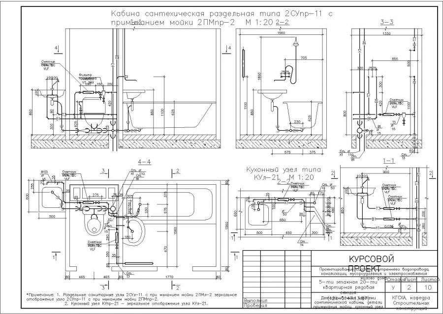 Схема установки сантехнического оборудования